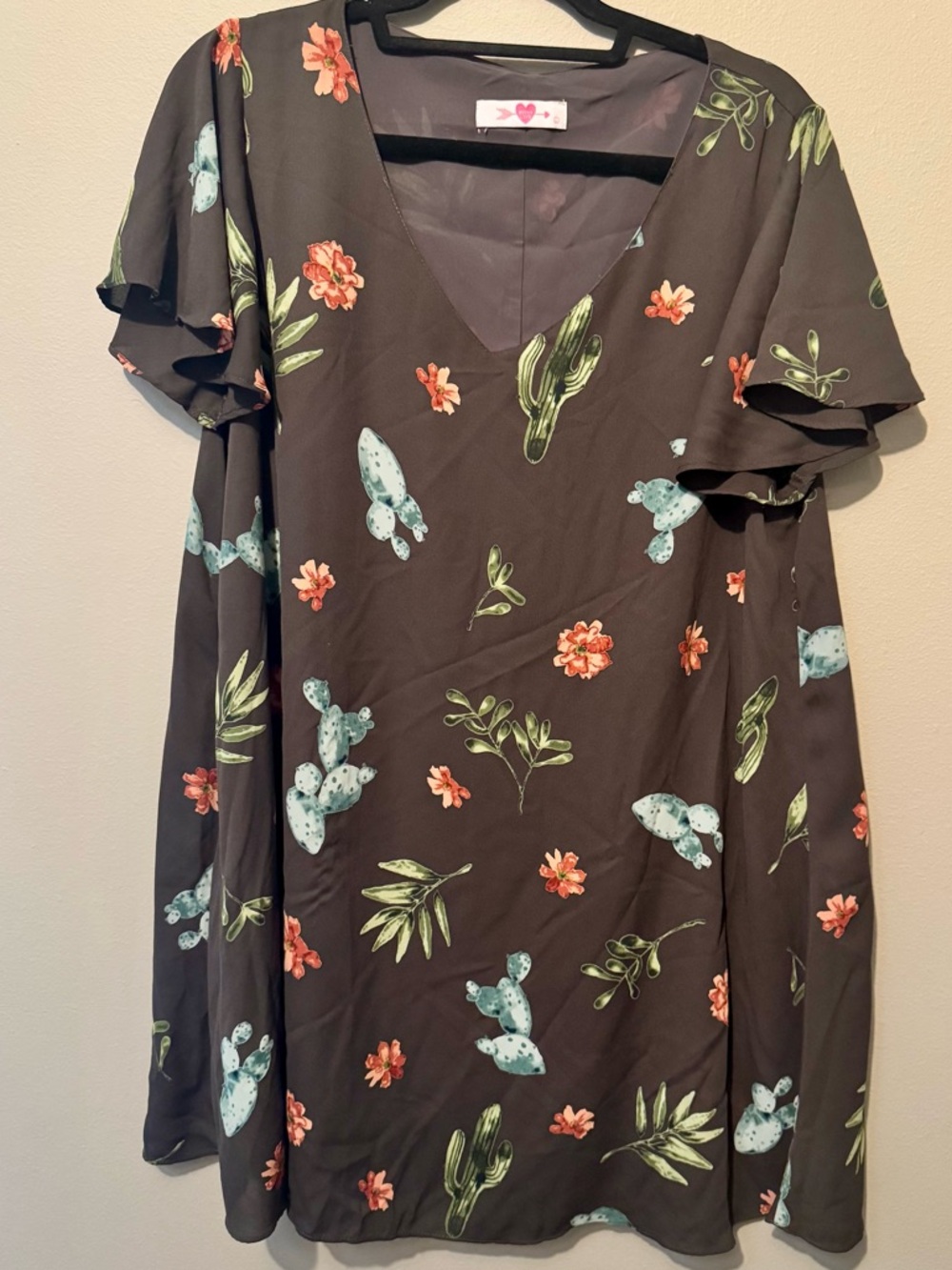Buddy Love Ciara Cactus Print Mini Dress Size Large Western Boho